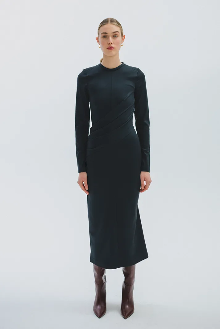 Draped Jersey Pencil Skirt | Midnight