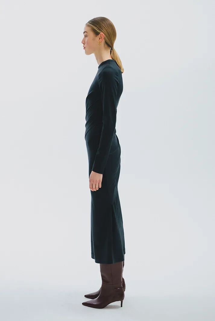 Draped Jersey Pencil Skirt | Midnight