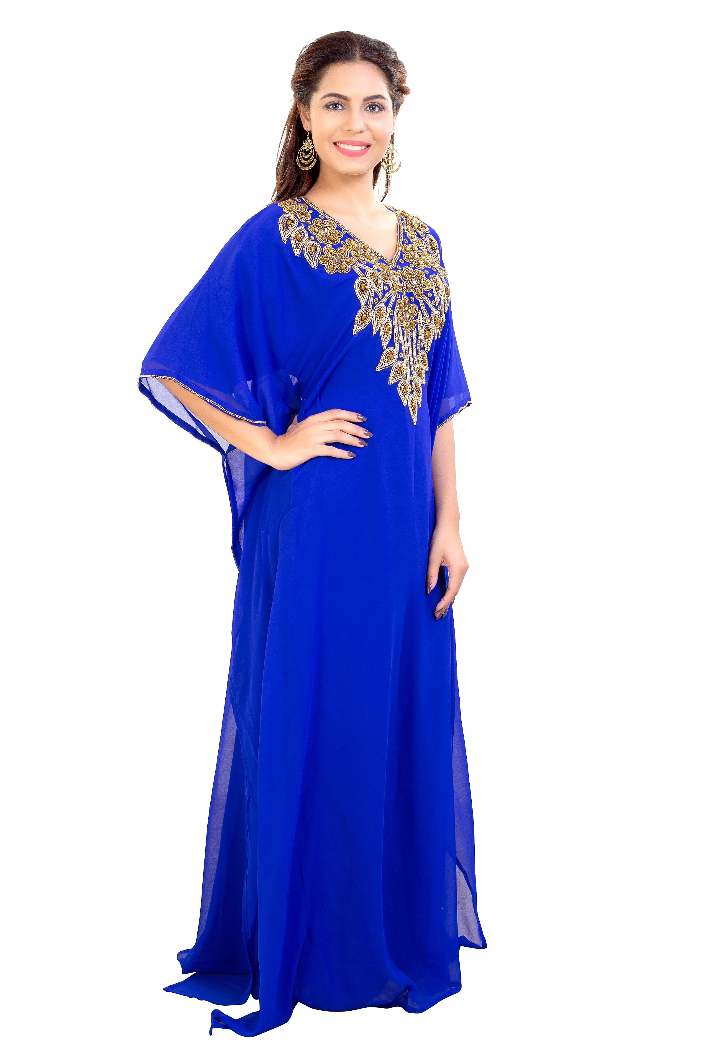 Dubai Farasha Kaftan Maxi with Rhinestones and Sequins