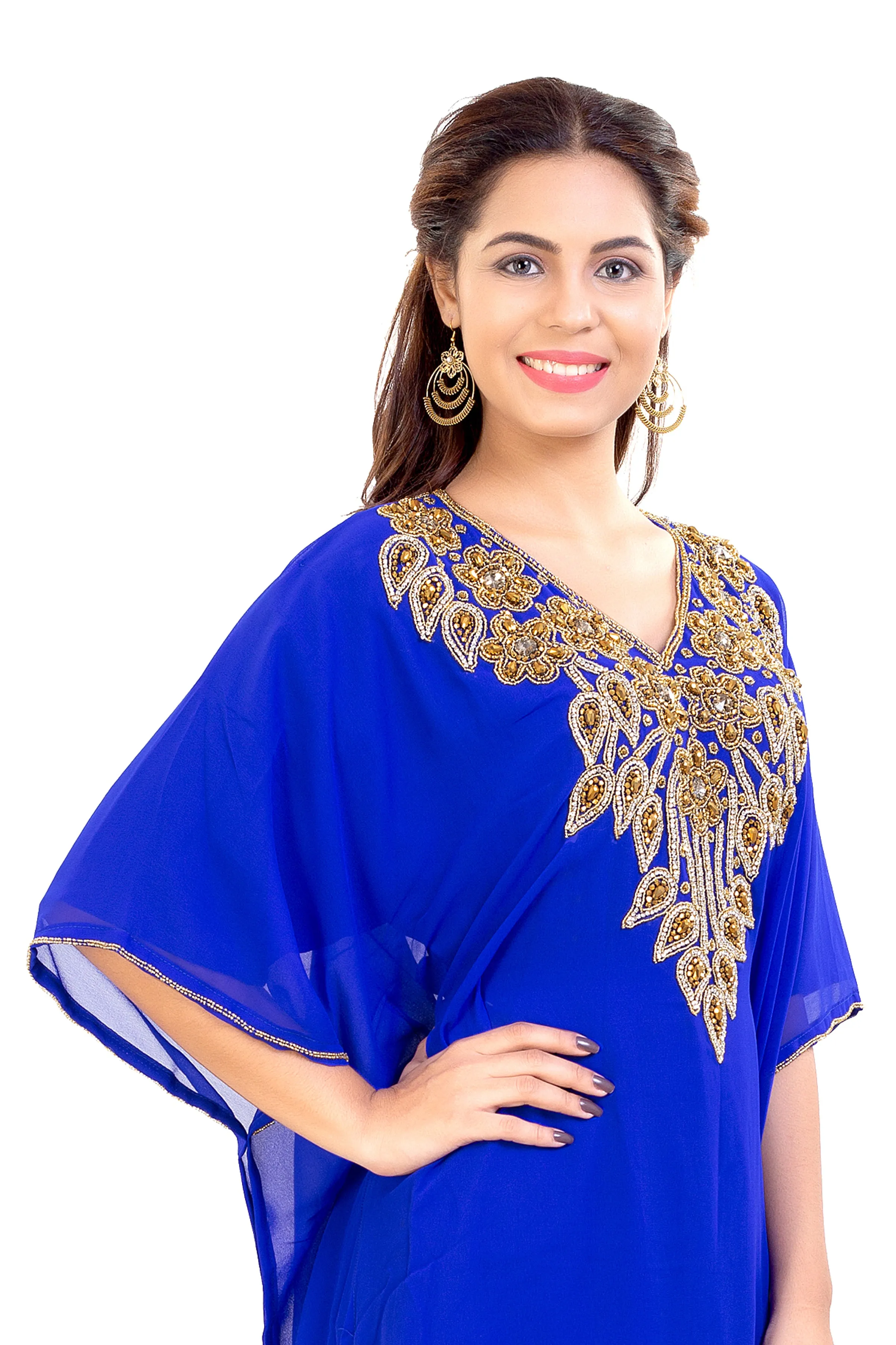 Dubai Farasha Kaftan Maxi with Rhinestones and Sequins