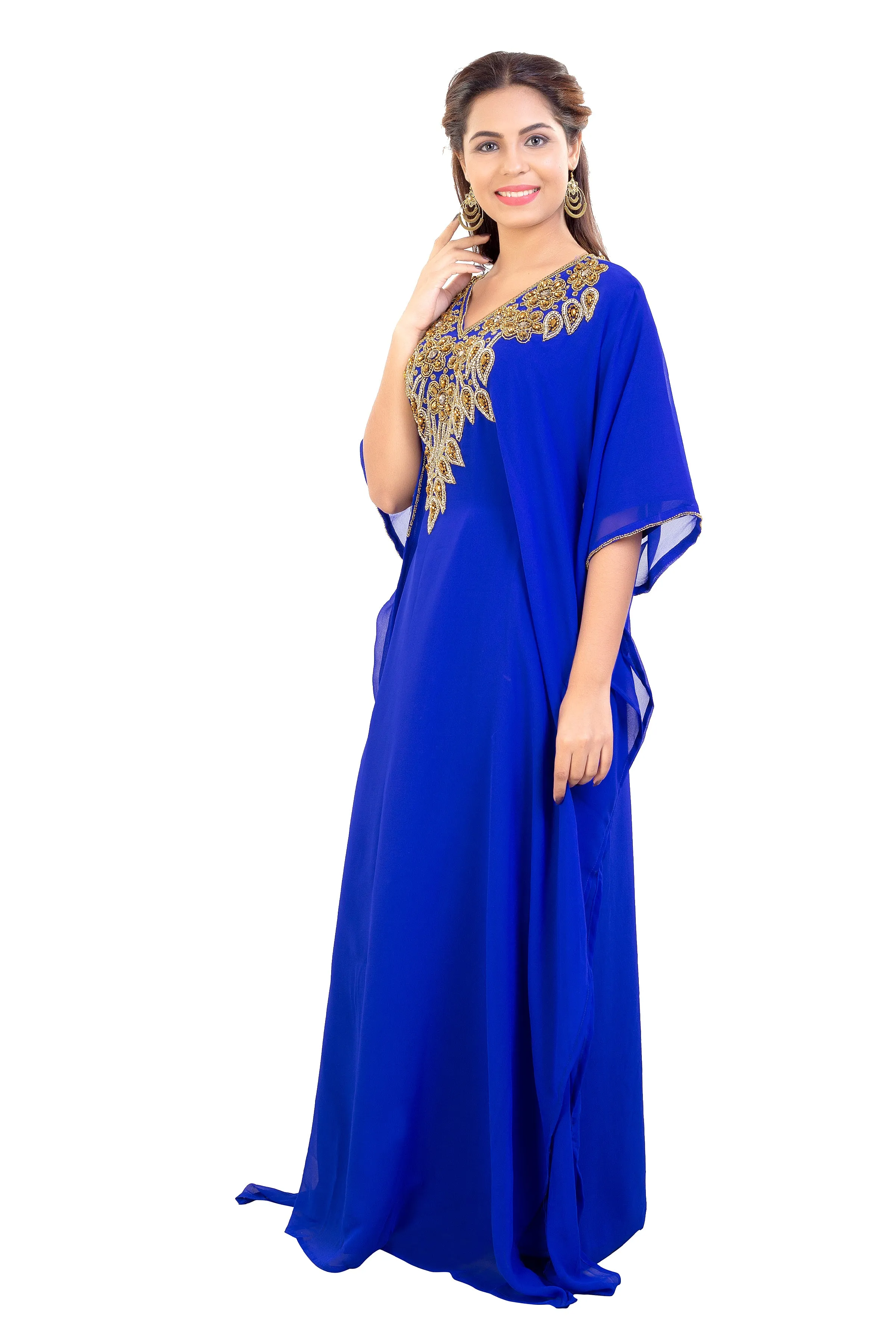 Dubai Farasha Kaftan Maxi with Rhinestones and Sequins