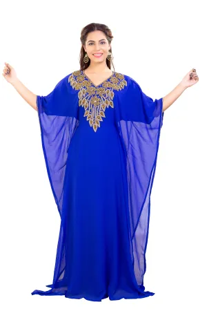 Dubai Farasha Kaftan Maxi with Rhinestones and Sequins