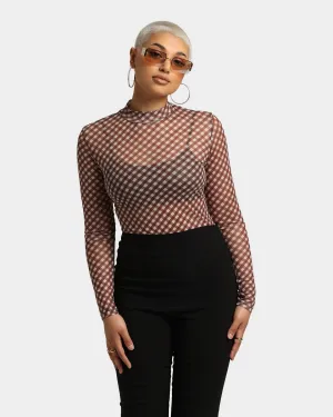 EN ES Women's Cheeky Check Mesh Top Check