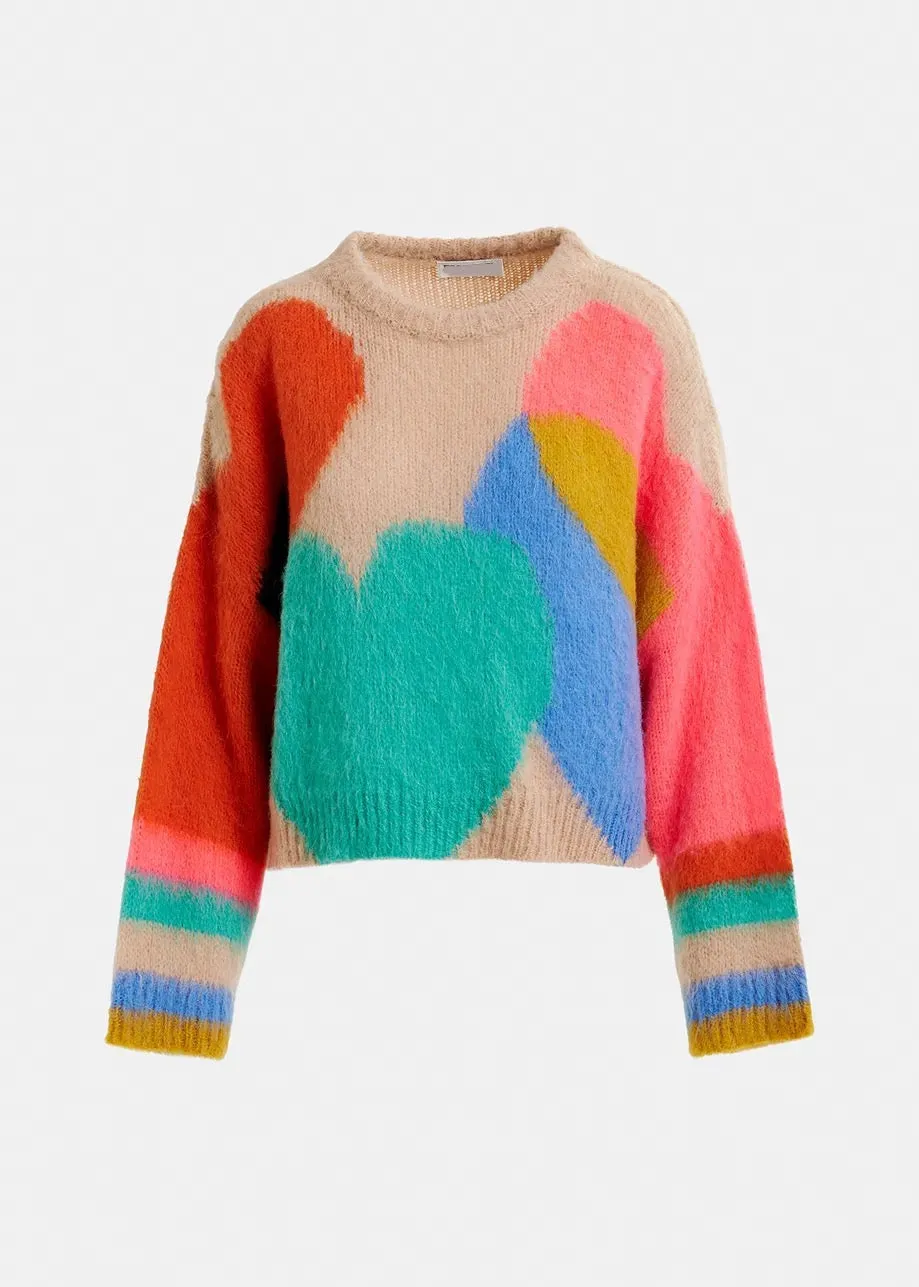 Eshislove Abstract Heart Pullover Sweater