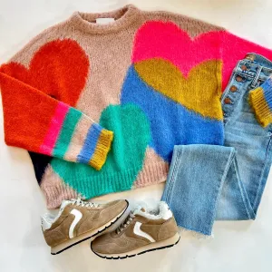 Eshislove Abstract Heart Pullover Sweater