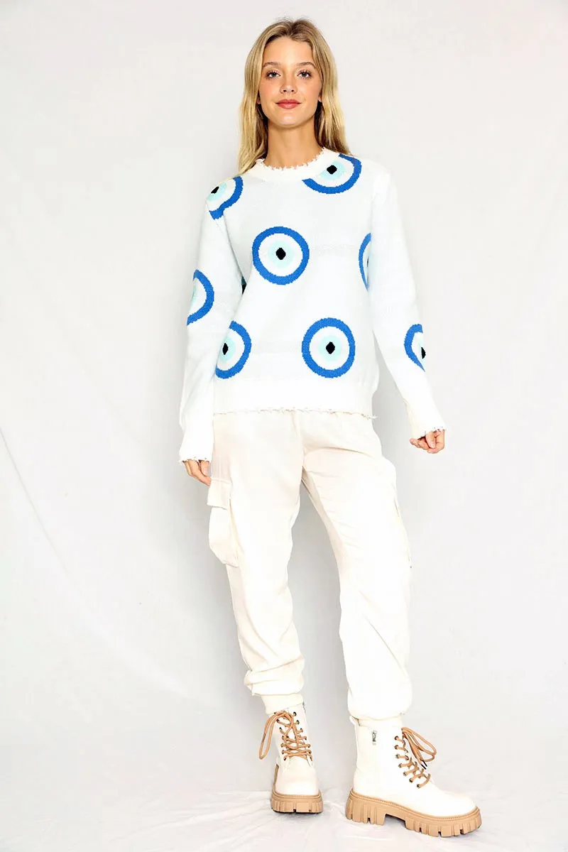 Evil eye knit sweater