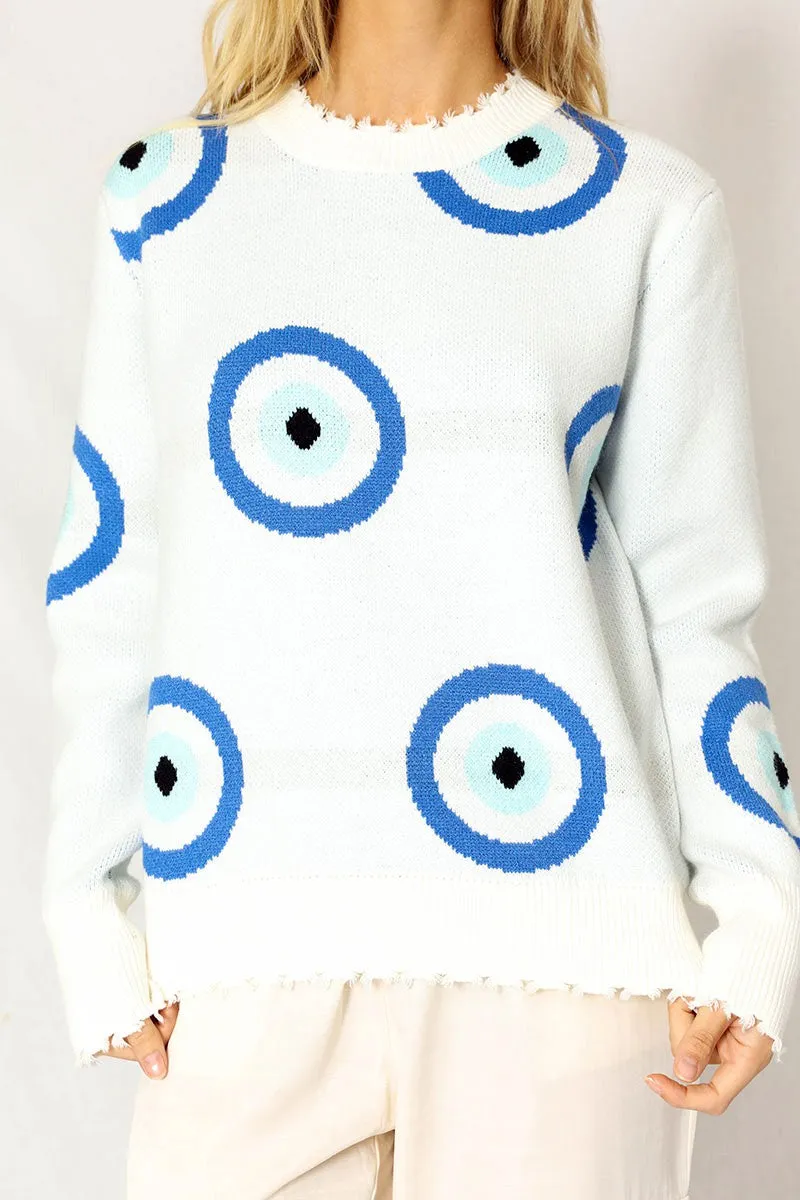 Evil eye knit sweater