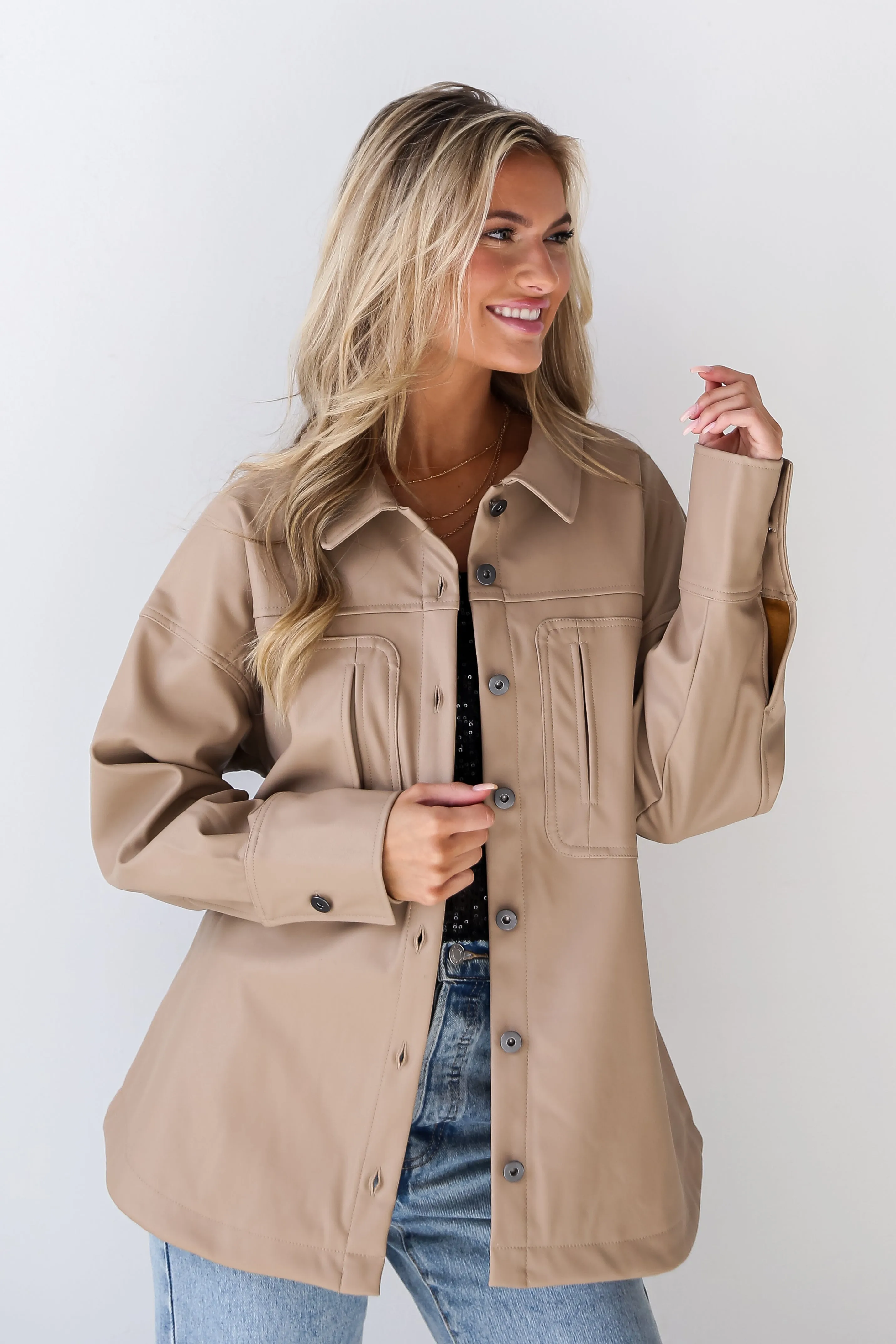 FINAL SALE - Chic Revival Taupe Leather Shacket