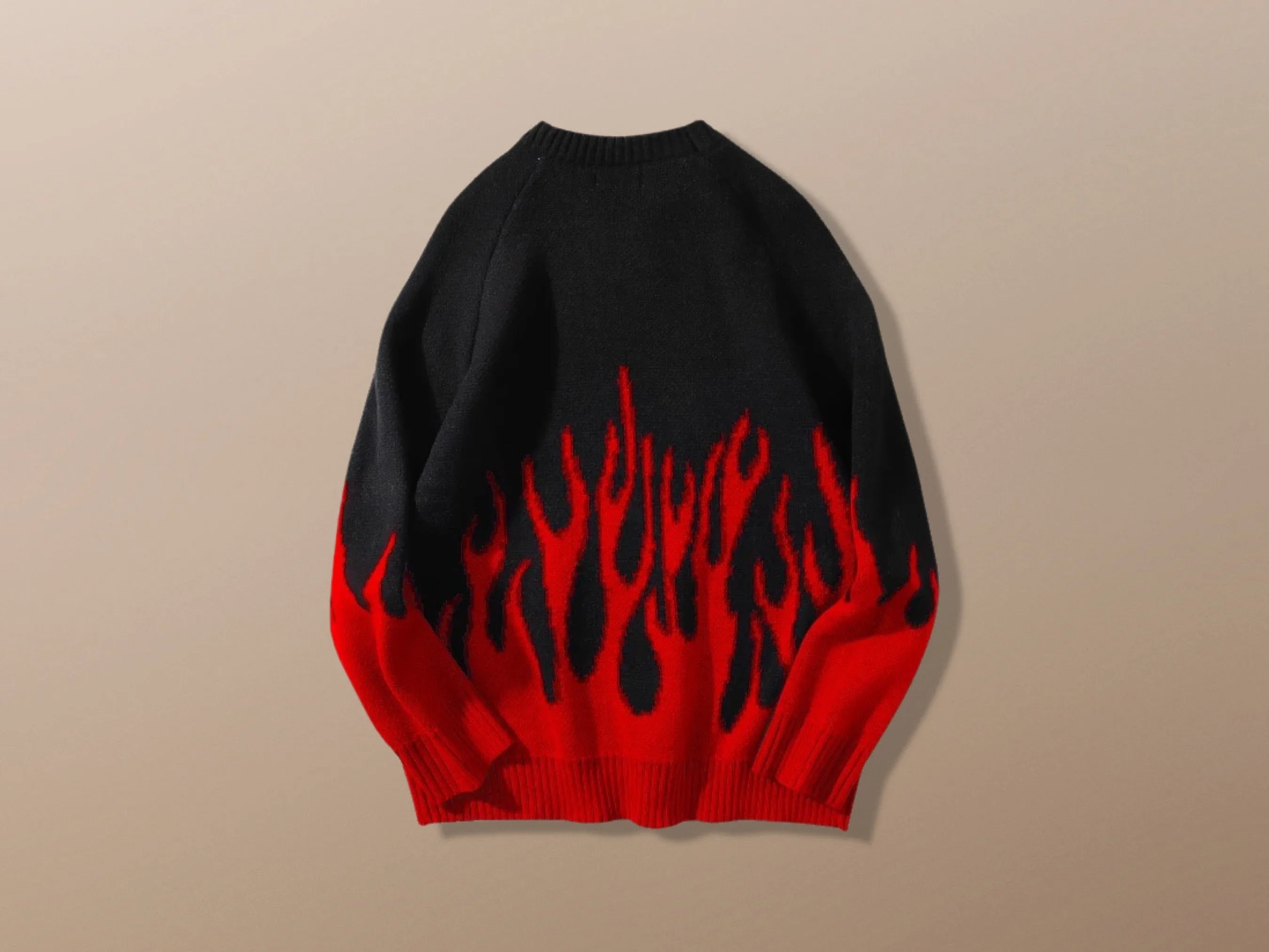 Fire Flame Edgy Harajuku Oversized Retro Knit Sweater