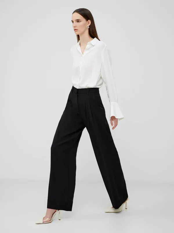 French Connection Harrie Suiting Wide Leg Trousers-Blackout-74XAJ