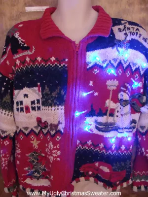 Fun and Festive 2sided Light Up Ugly Xmas Sweater