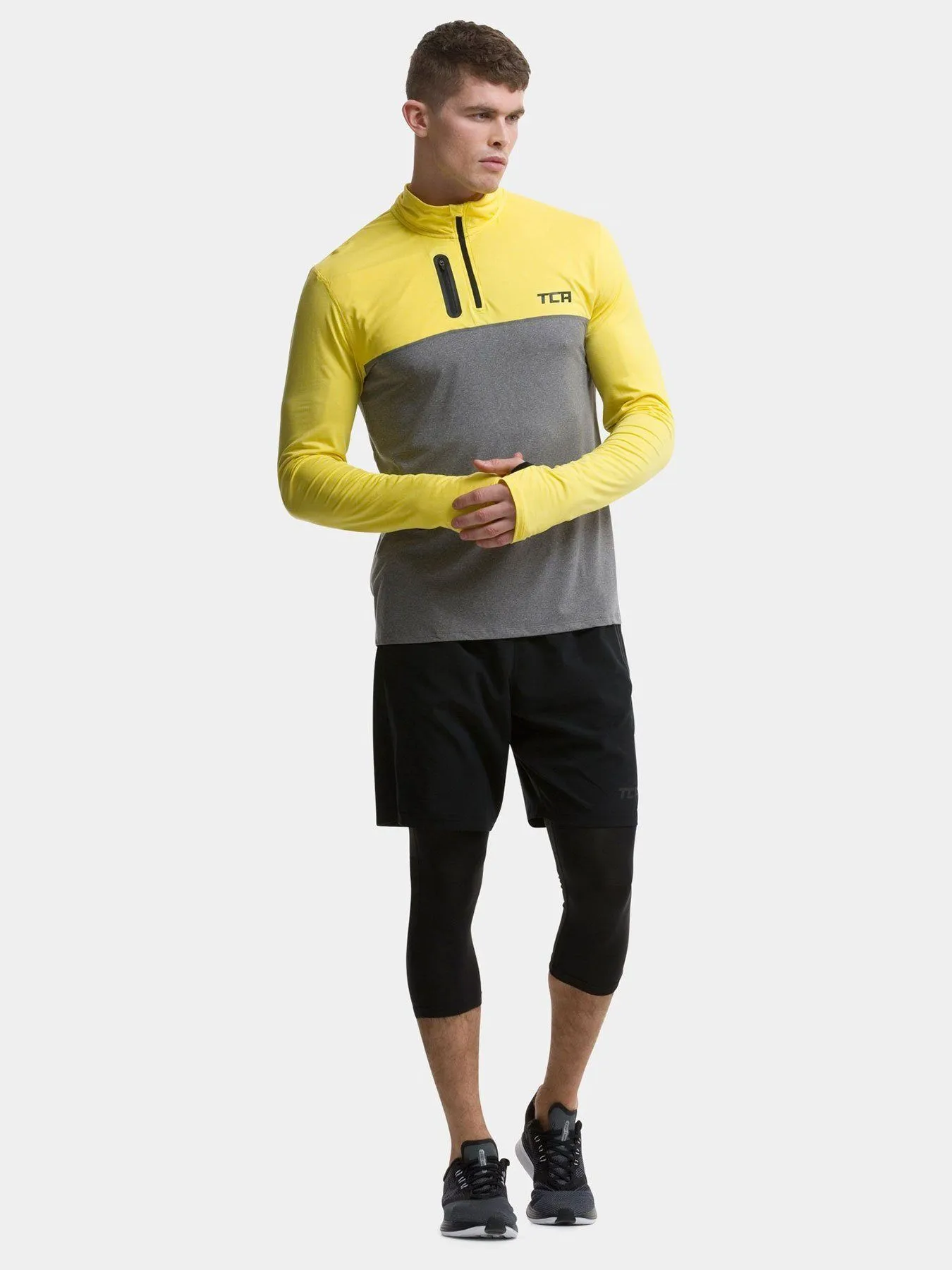 Fusion Half Zip Running Top For Men With Thumbholes & Chest Zip Pocket