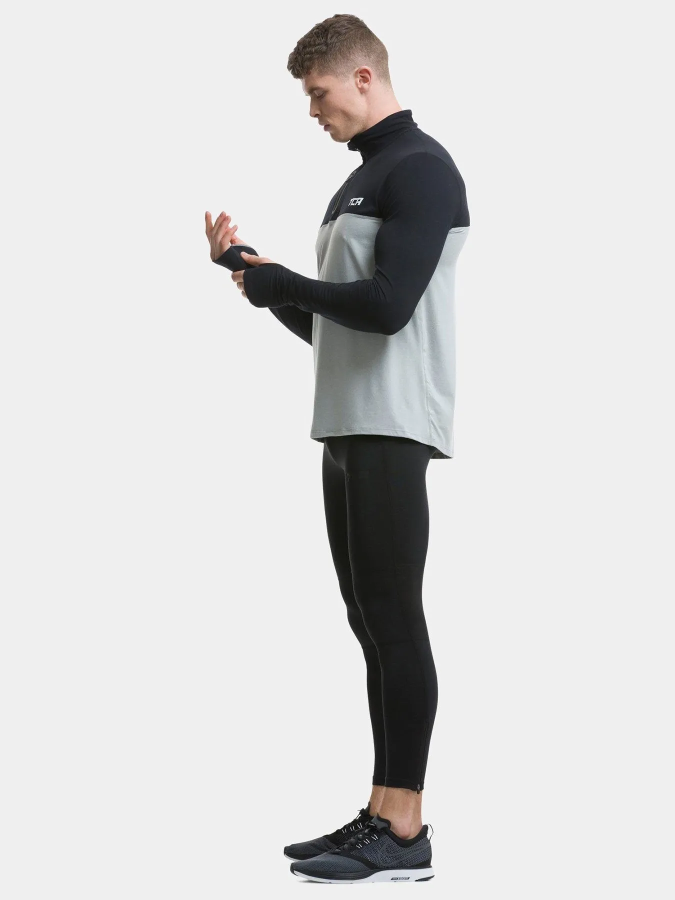 Fusion Half Zip Running Top For Men With Thumbholes & Chest Zip Pocket