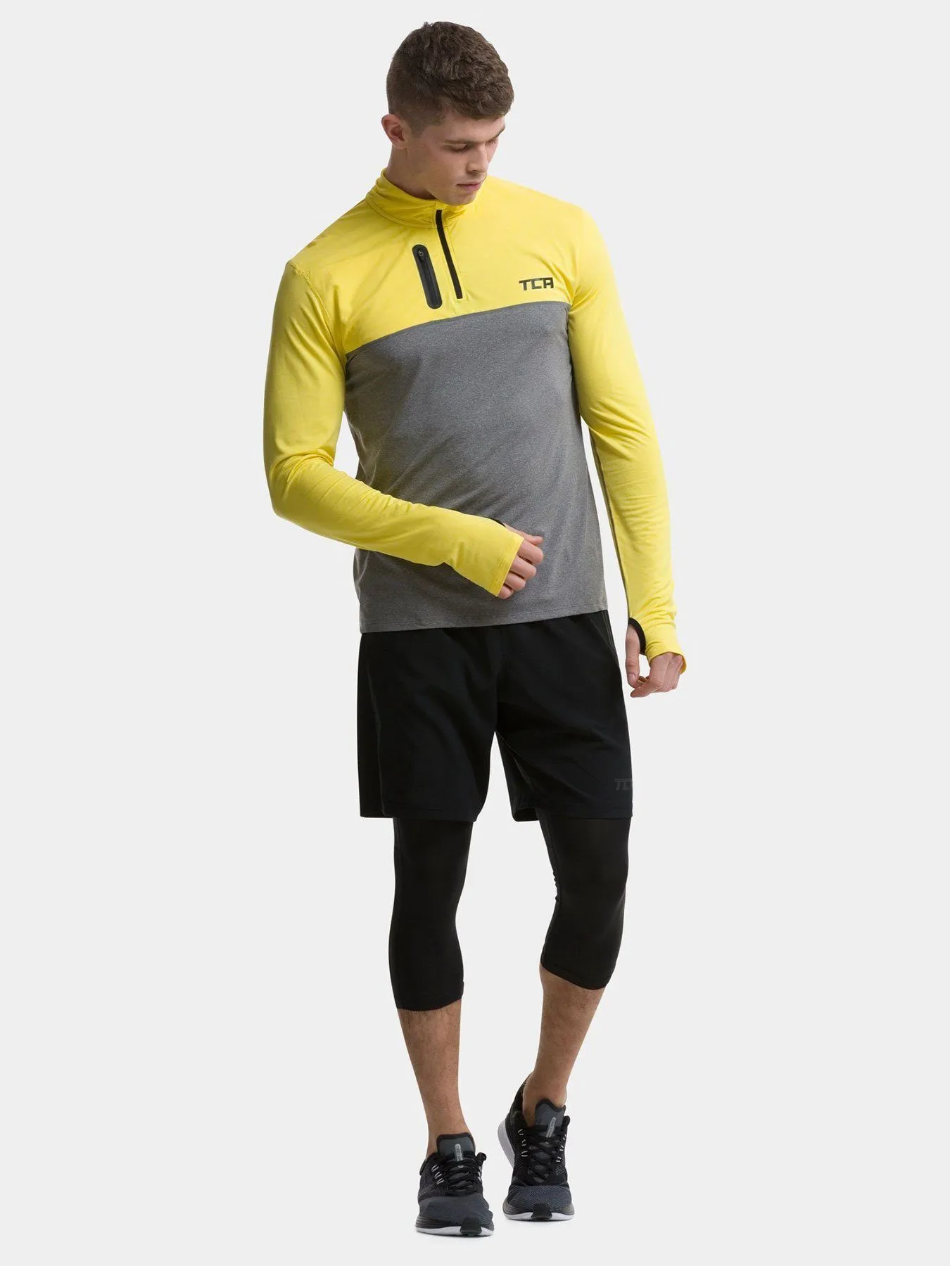 Fusion Half Zip Running Top For Men With Thumbholes & Chest Zip Pocket