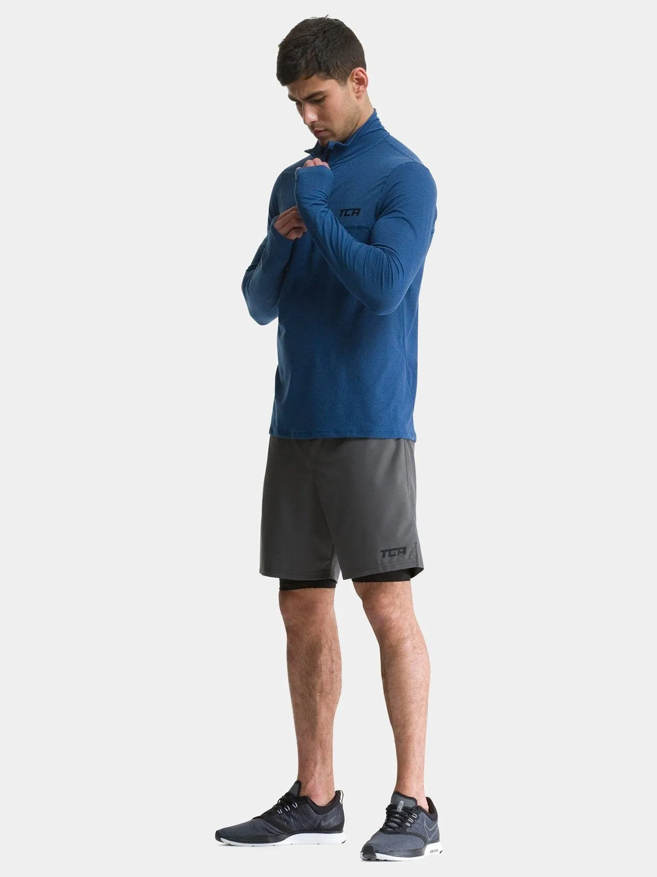 Fusion Half Zip Running Top For Men With Thumbholes & Chest Zip Pocket