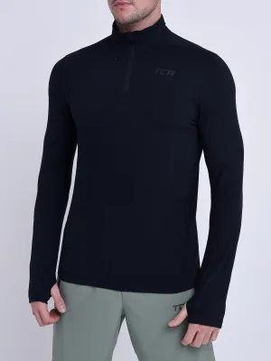 Fusion Half Zip Running Top For Men With Thumbholes & Chest Zip Pocket