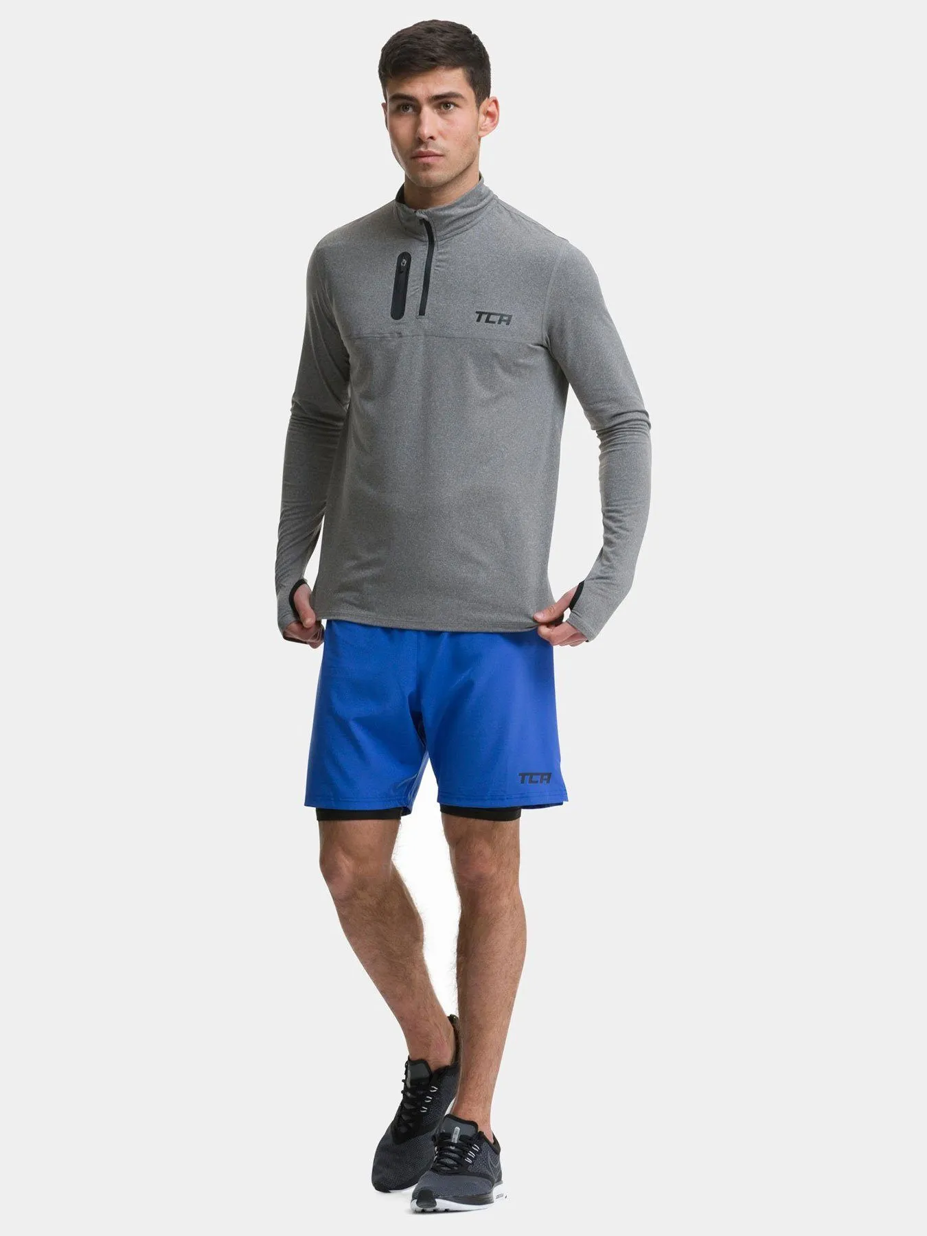 Fusion Half Zip Running Top For Men With Thumbholes & Chest Zip Pocket