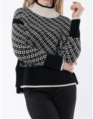 Geo Intarsia Pullover Black/Stone