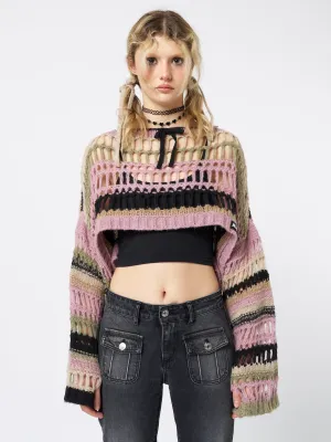 Giselle Pink Extreme Crop Knit Sweater