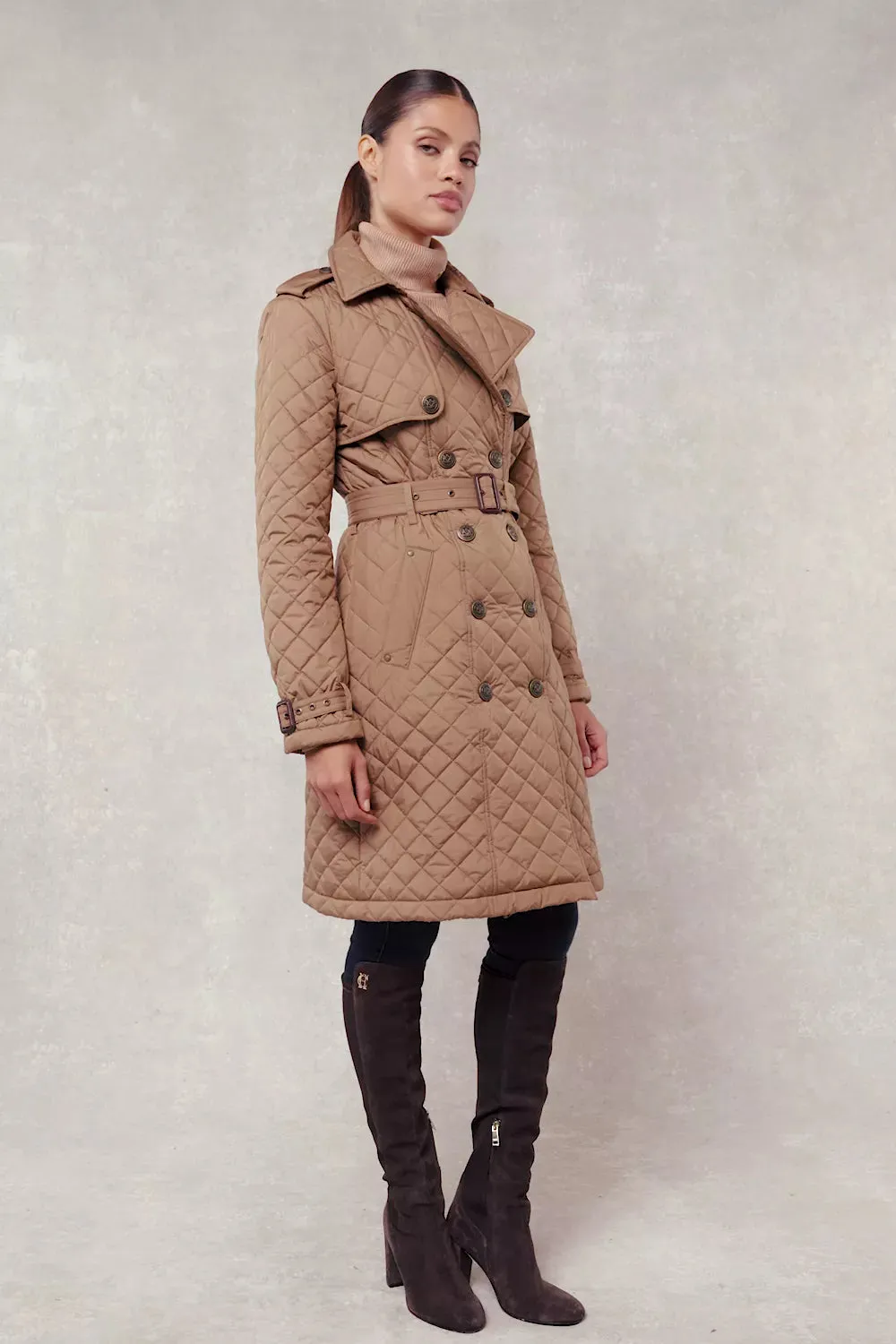 Grayson Quilted Trench Coat (Coffee)