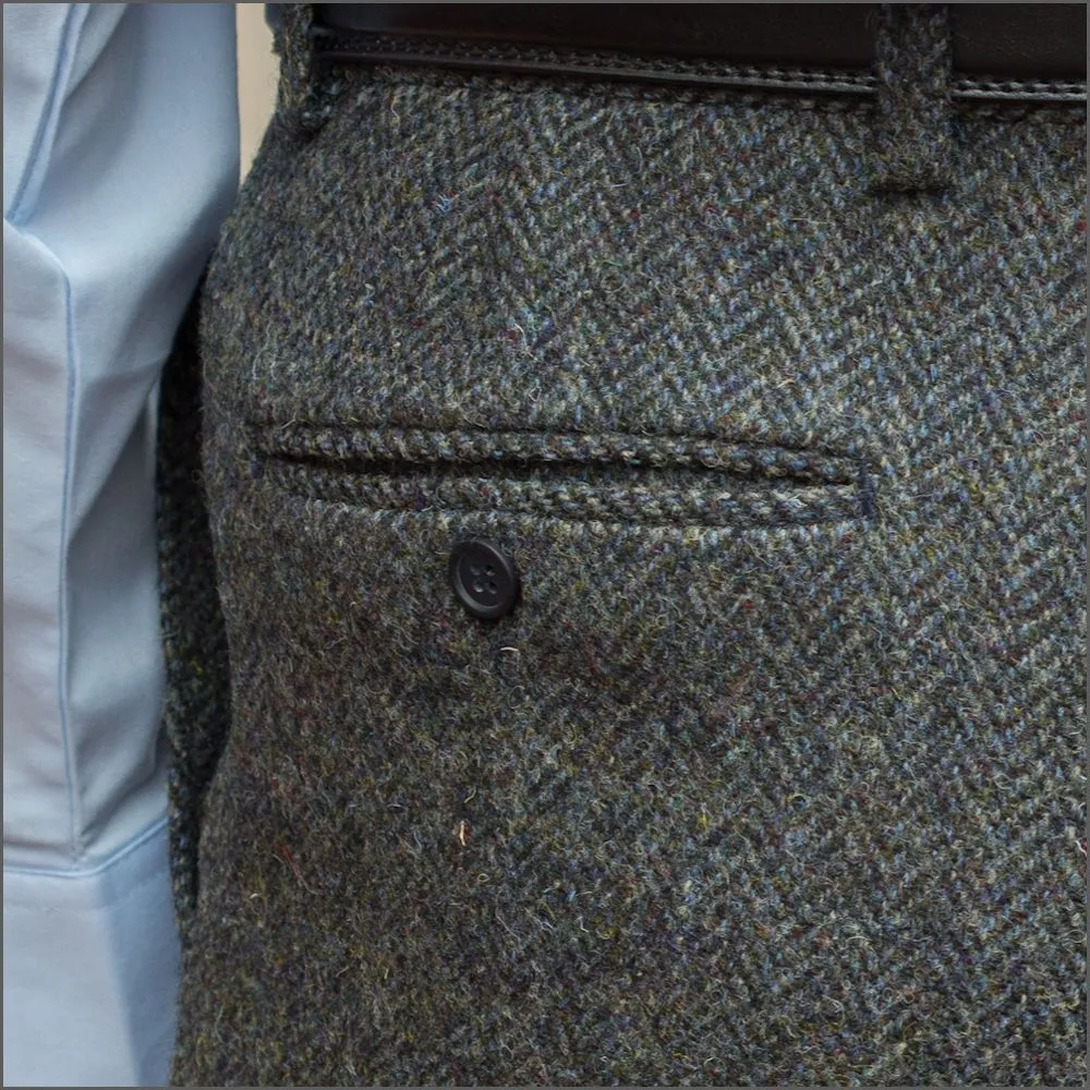 Harris Tweed Heather Blue Herringbone Trouser--