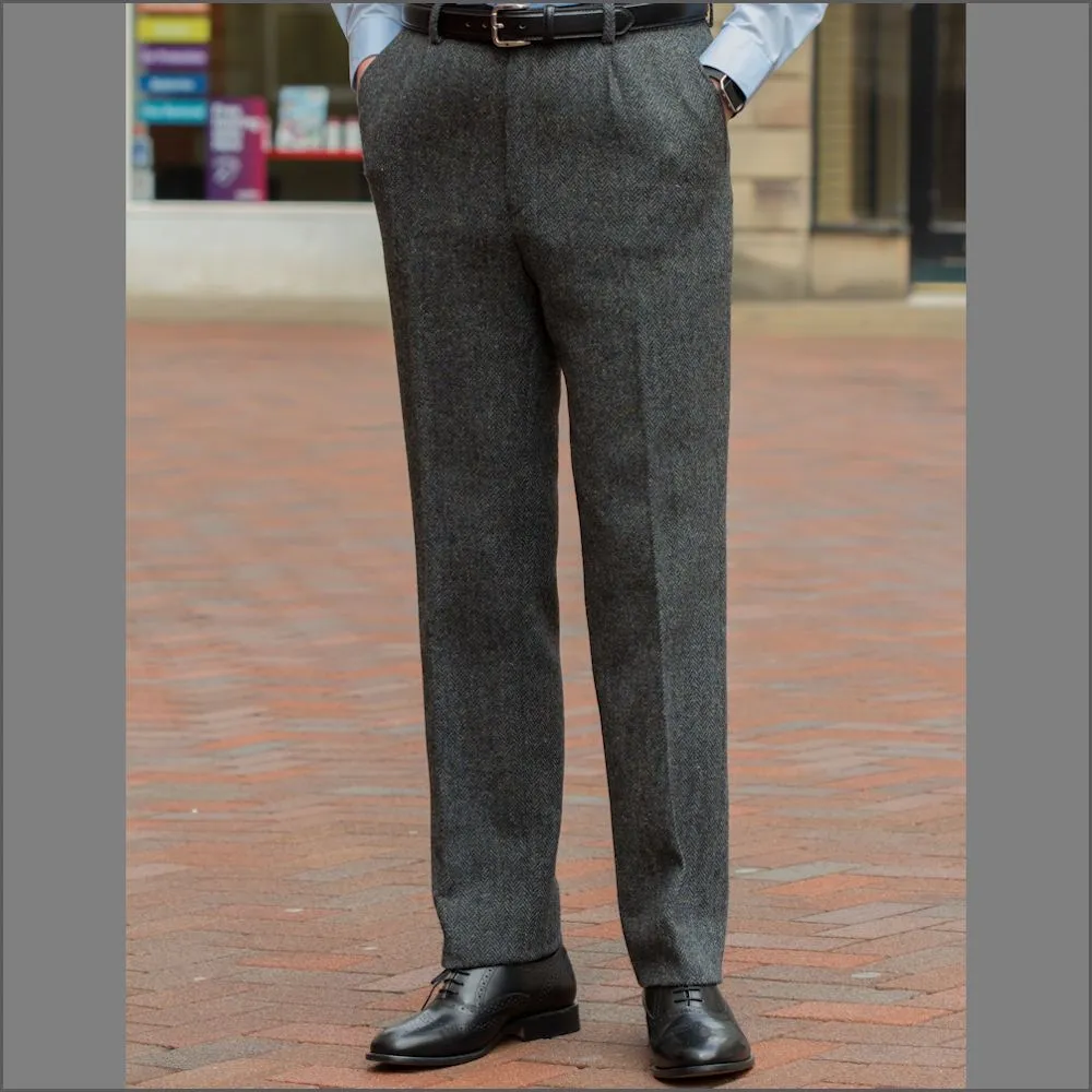 Harris Tweed Heather Blue Herringbone Trouser--