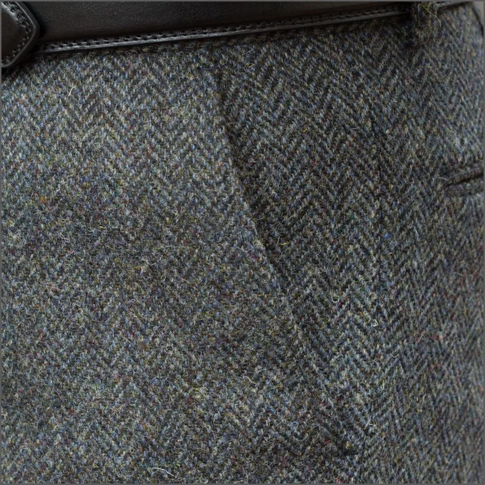 Harris Tweed Heather Blue Herringbone Trouser--