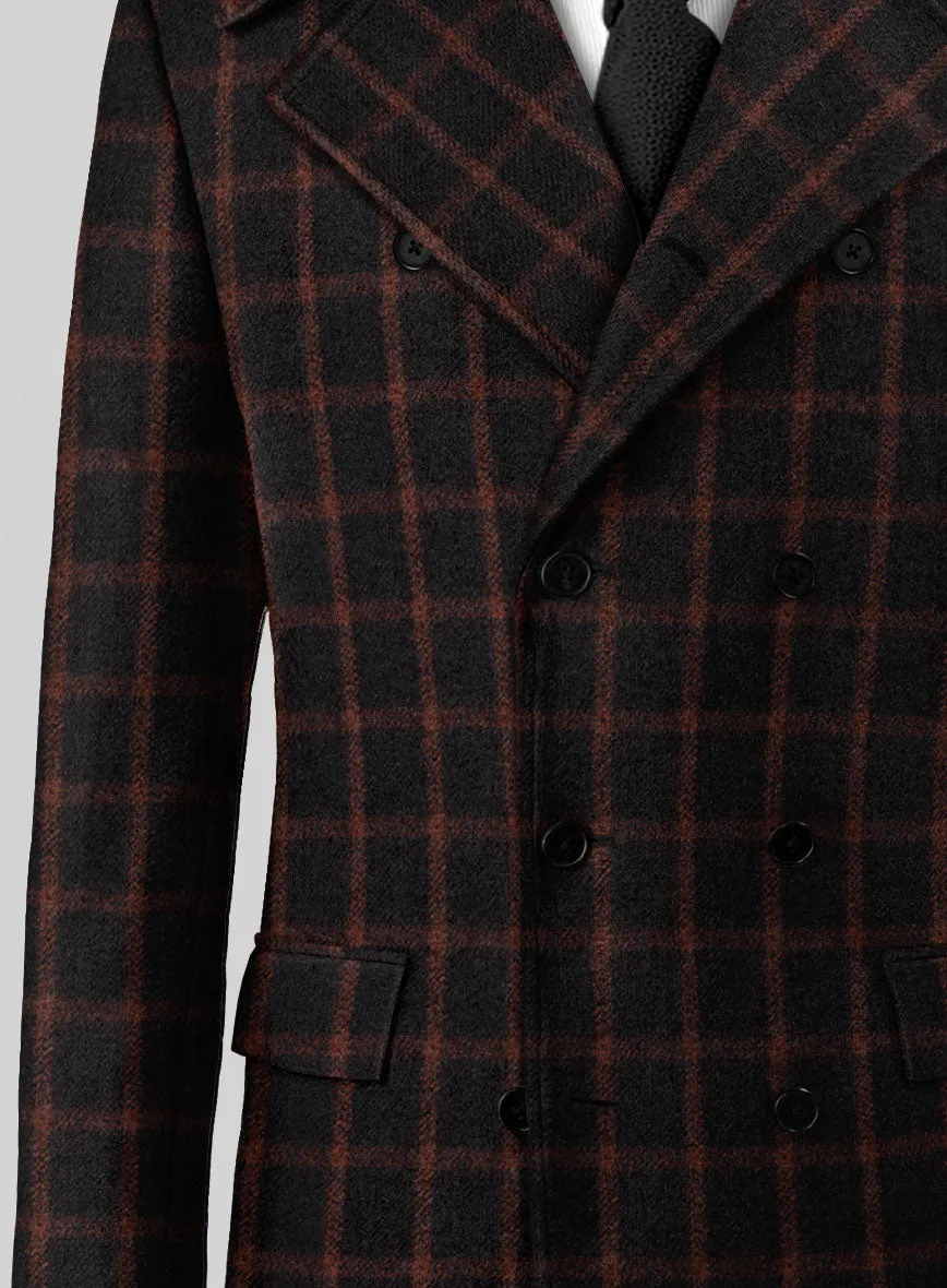 Highlander Heavy Black Checks Tweed GQ Overcoat