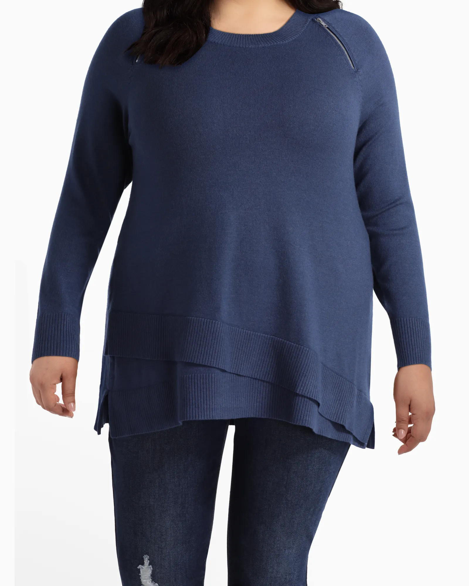 Iclyn Modern Zipper Sweater | Azure Blue