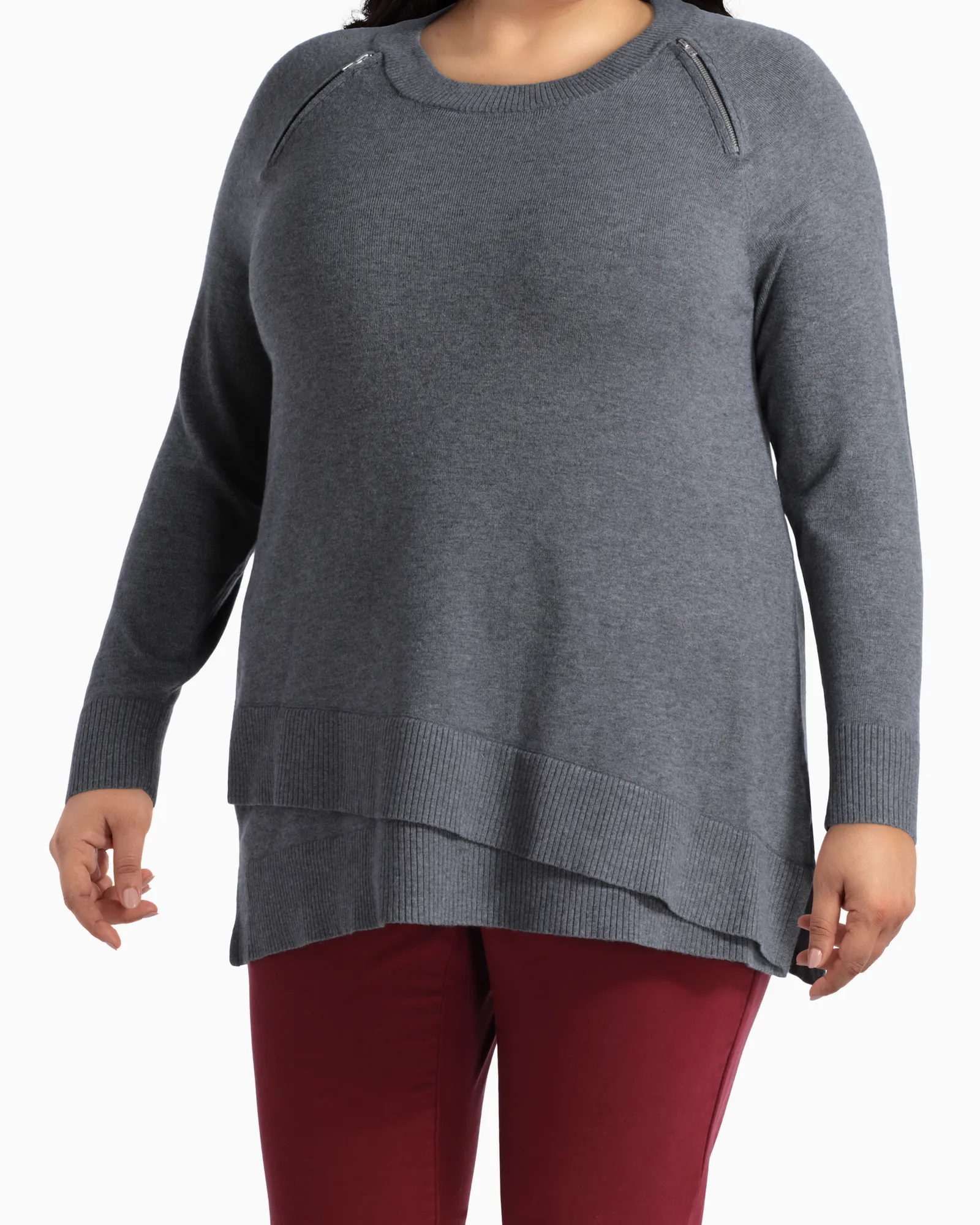 Iclyn Modern Zipper Sweater | Charcoal Grey