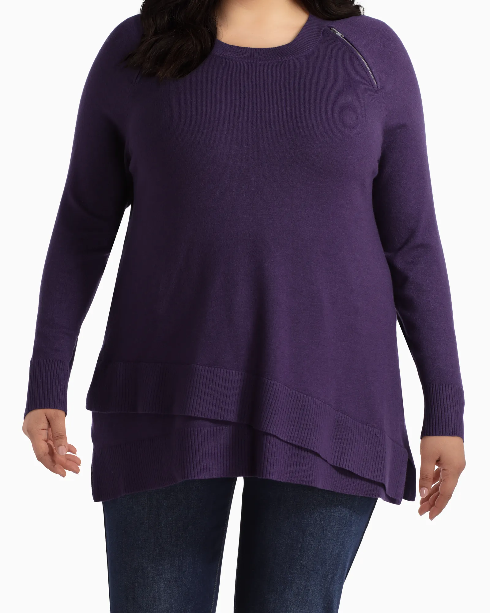 Iclyn Modern Zipper Sweater | Purple