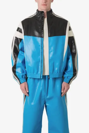 Icon Oversized PU Track Jacket - Blue/Black