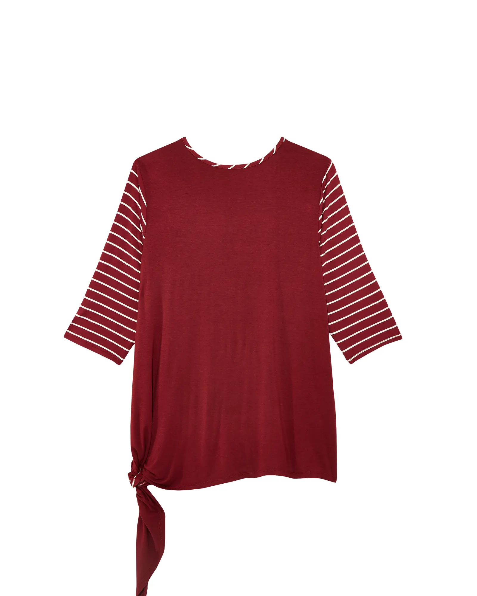 Jessin Side Knot Tee | Burgundy / Ivory