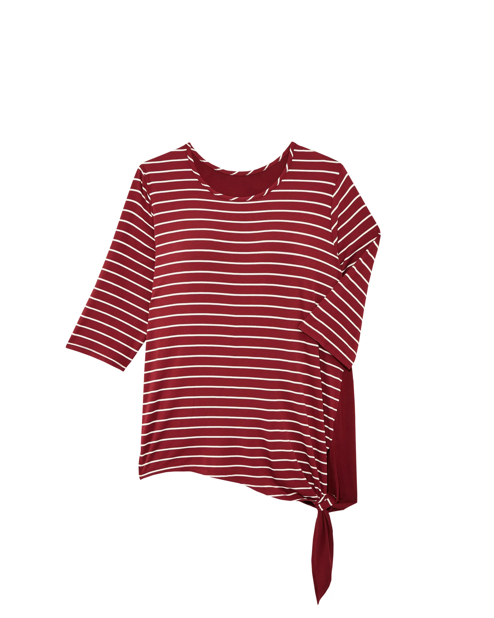 Jessin Side Knot Tee | Burgundy / Ivory