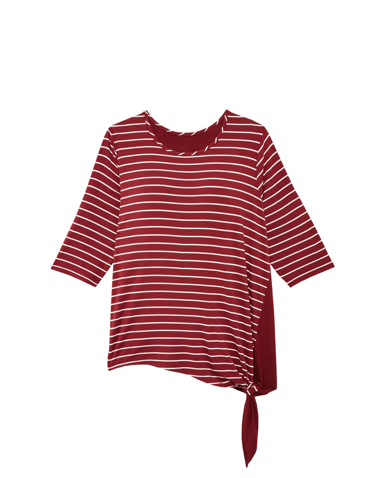 Jessin Side Knot Tee | Burgundy / Ivory