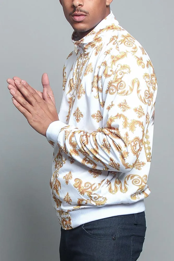 Jeweled Lion King Zip Up Track Jacket