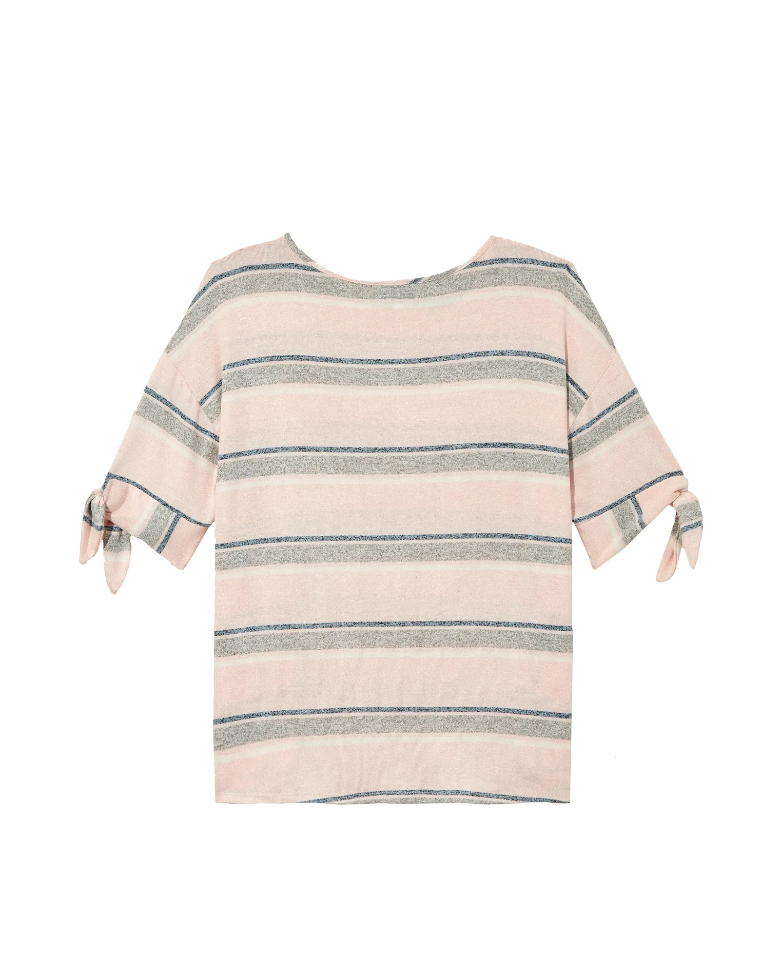 Kinara Tied 3/4 Sleeve Tee | Pink / Light Grey