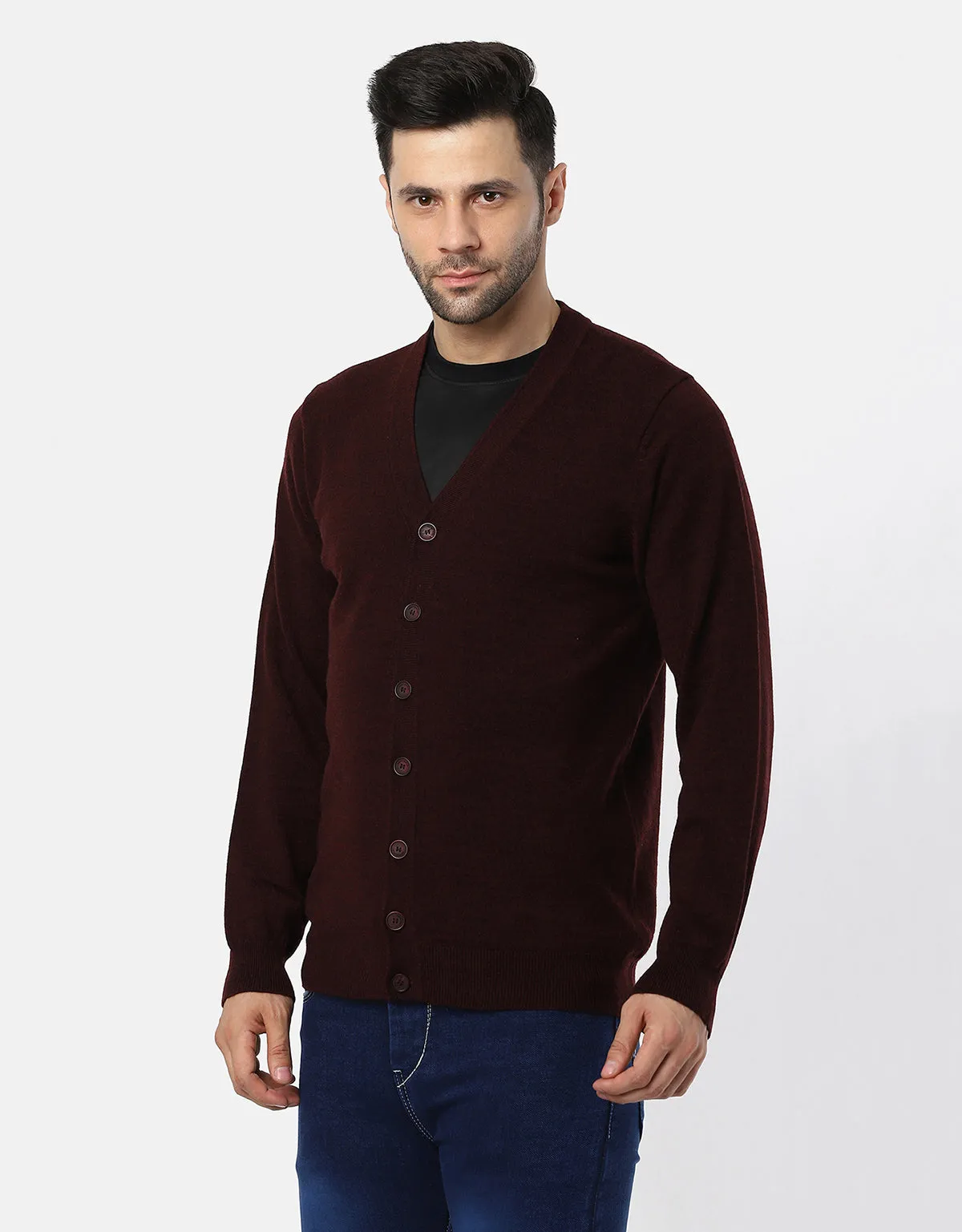 Knitted V-Neck Gents Pullover With Front Buttons