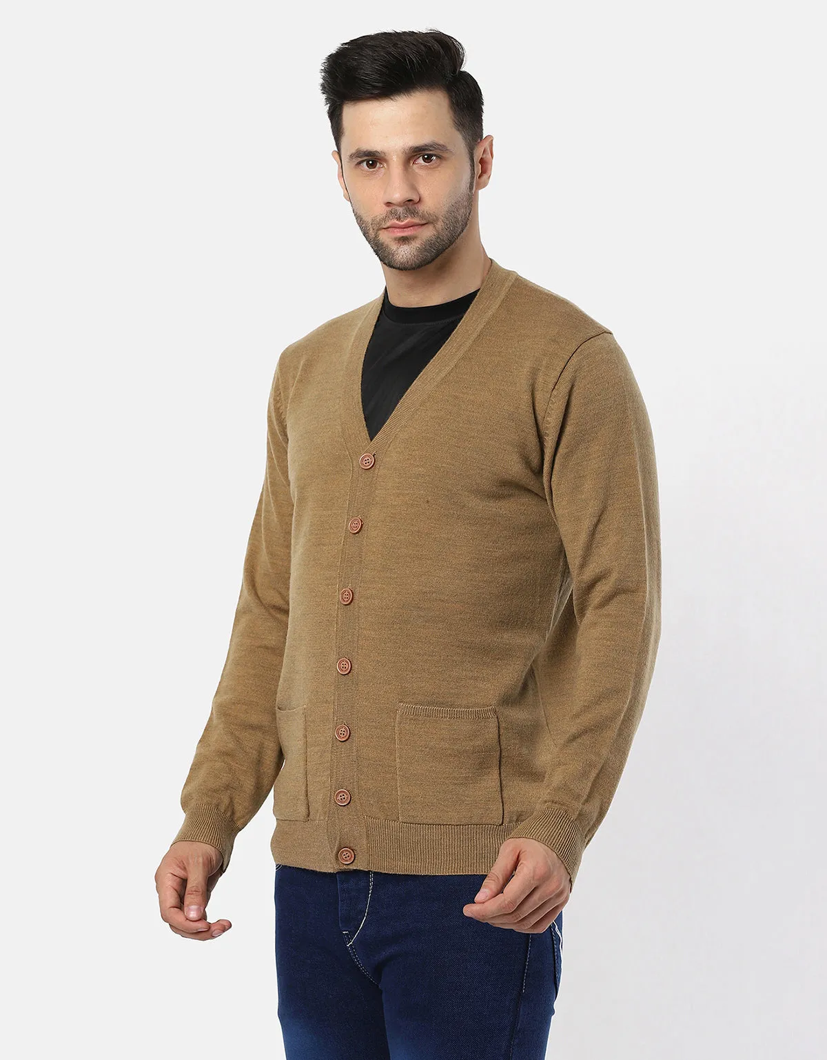 Knitted V-Neck Gents Pullover With Front Buttons