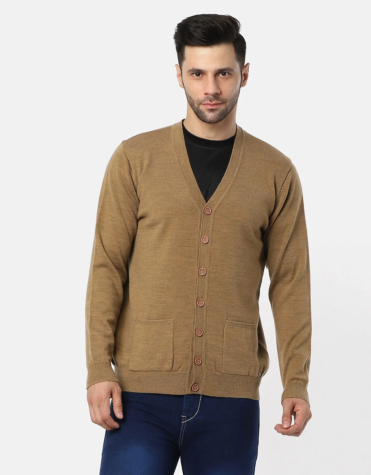 Knitted V-Neck Gents Pullover With Front Buttons