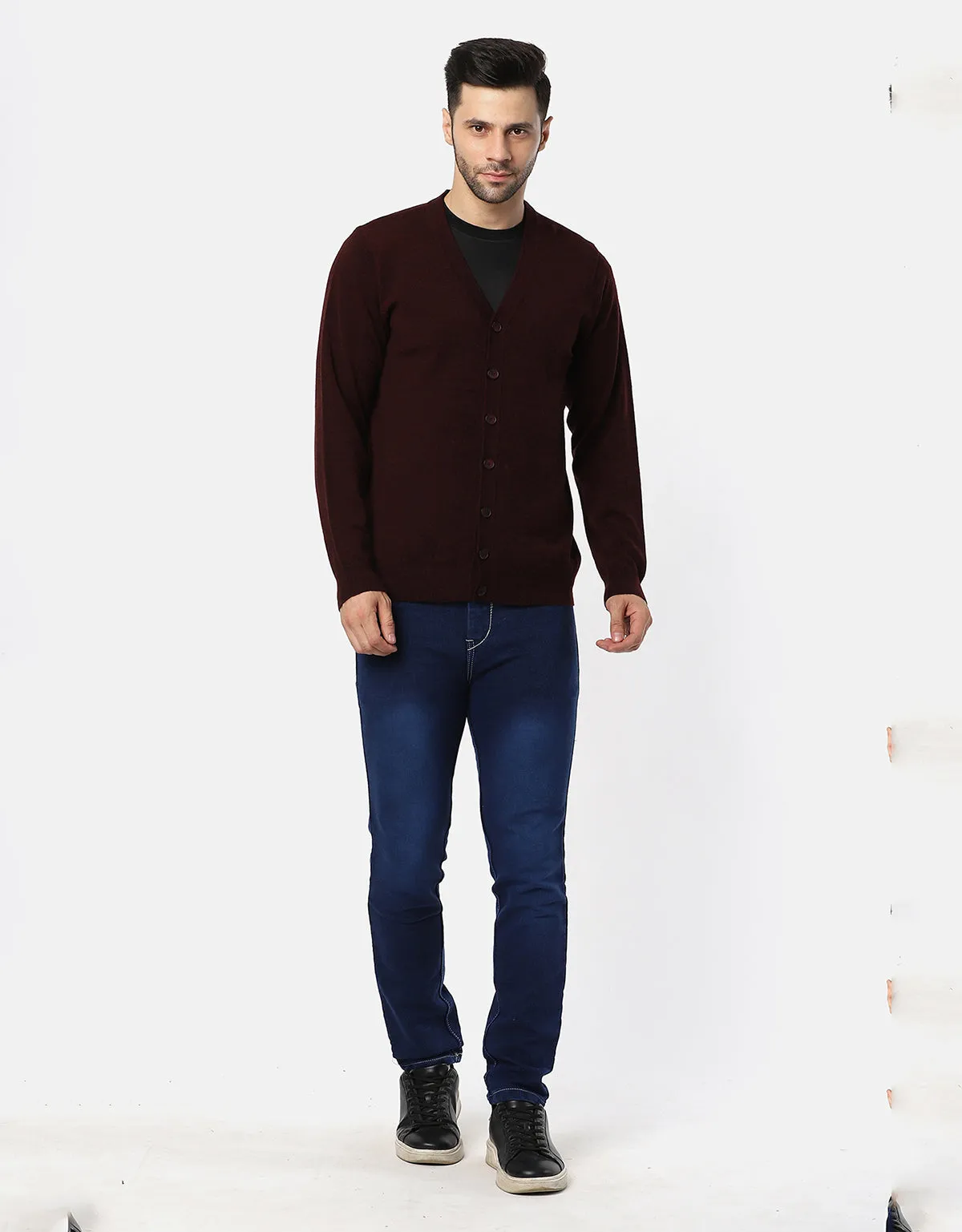 Knitted V-Neck Gents Pullover With Front Buttons