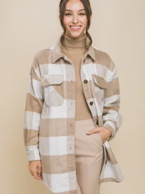 Laid Back Style Plaid Shacket with Front Pockets