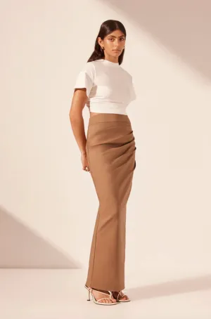 LANI DRAPED MAXI SKIRT - CINNAMON