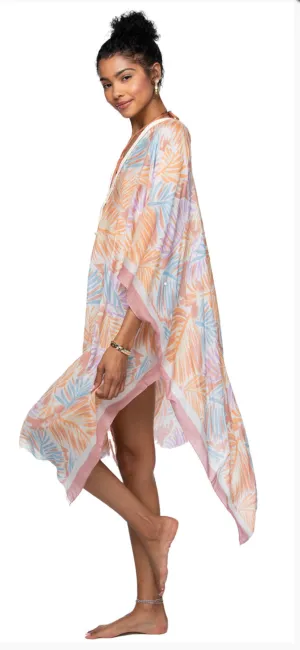 Leaves on the Wind Print Coverup Up Kaftan