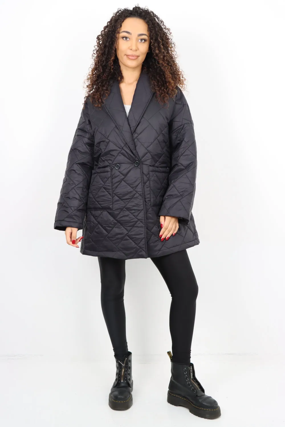 Leopard Lined Quilted Padded Front Pockets Jacket