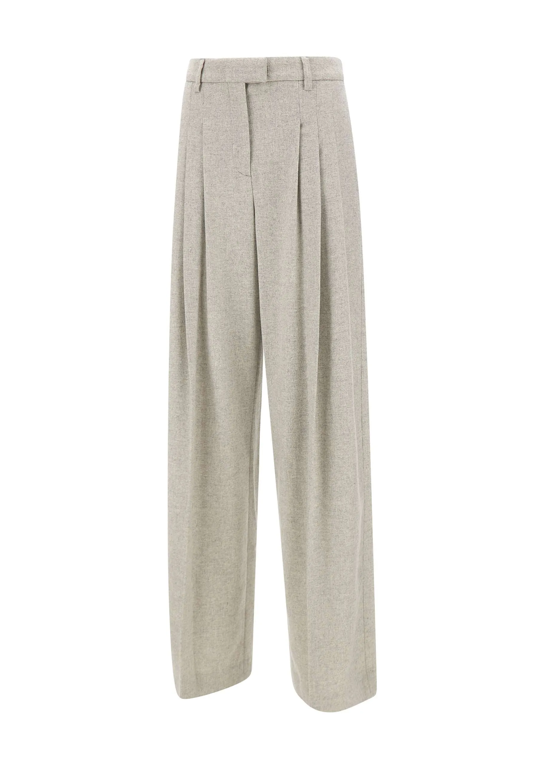 Light Grey Cotton Wool Palazzo Trousers