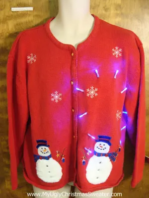 Light Up Red Tacky Ugly Xmas Sweater