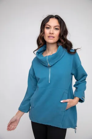 LIV BY HABITAT ZIP-UP PULLOVER - OCEAN BLUE - 550815OCE