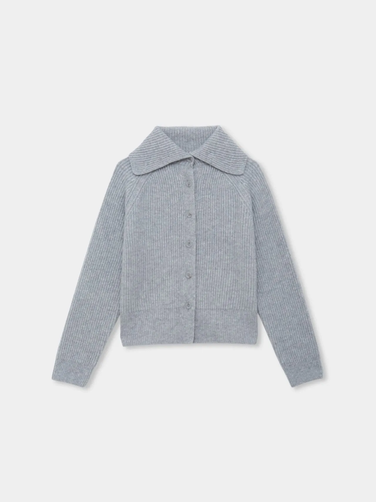 LOE COLLAR RIBBED KNIT CARDIGAN