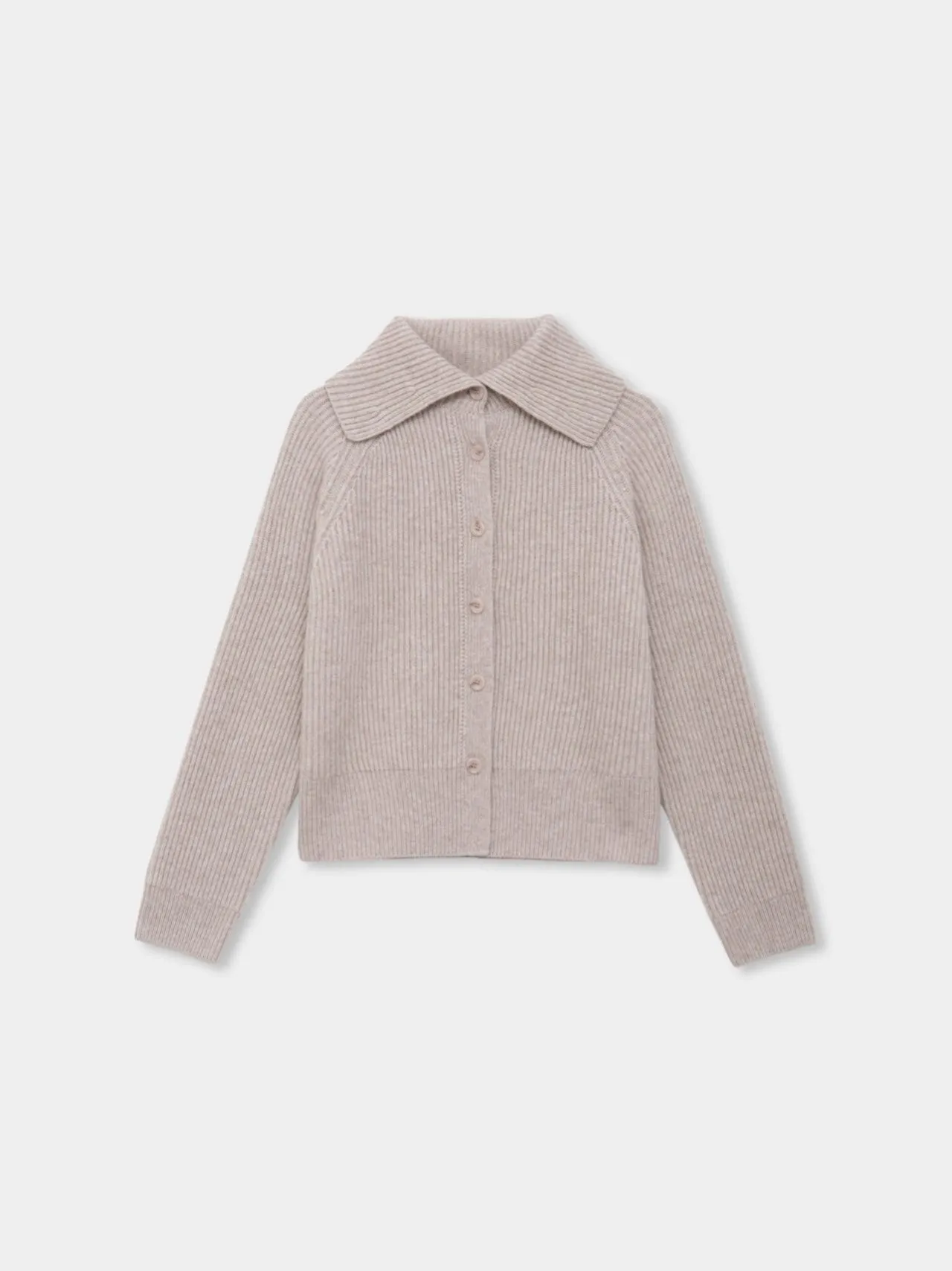 LOE COLLAR RIBBED KNIT CARDIGAN